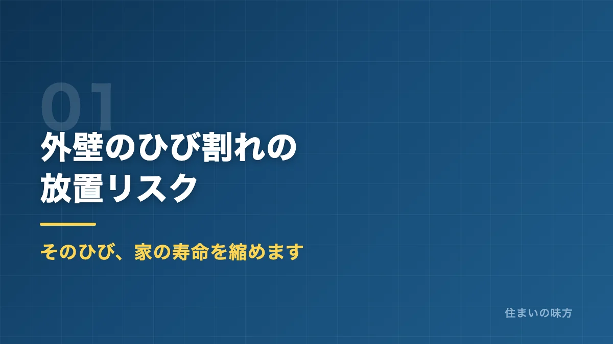 外壁のひび割れの放置リスクを解説するセクション見出し画像