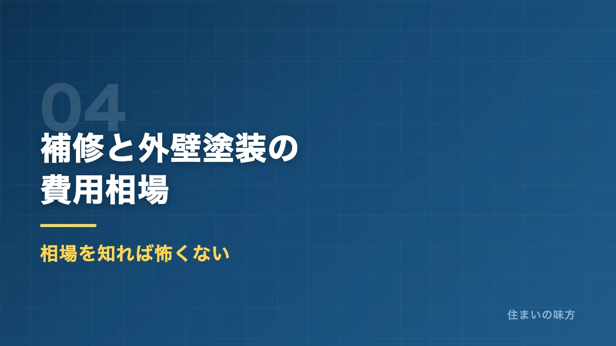 ひび割れ補修と外壁塗装の費用相場を解説するセクション見出し画像