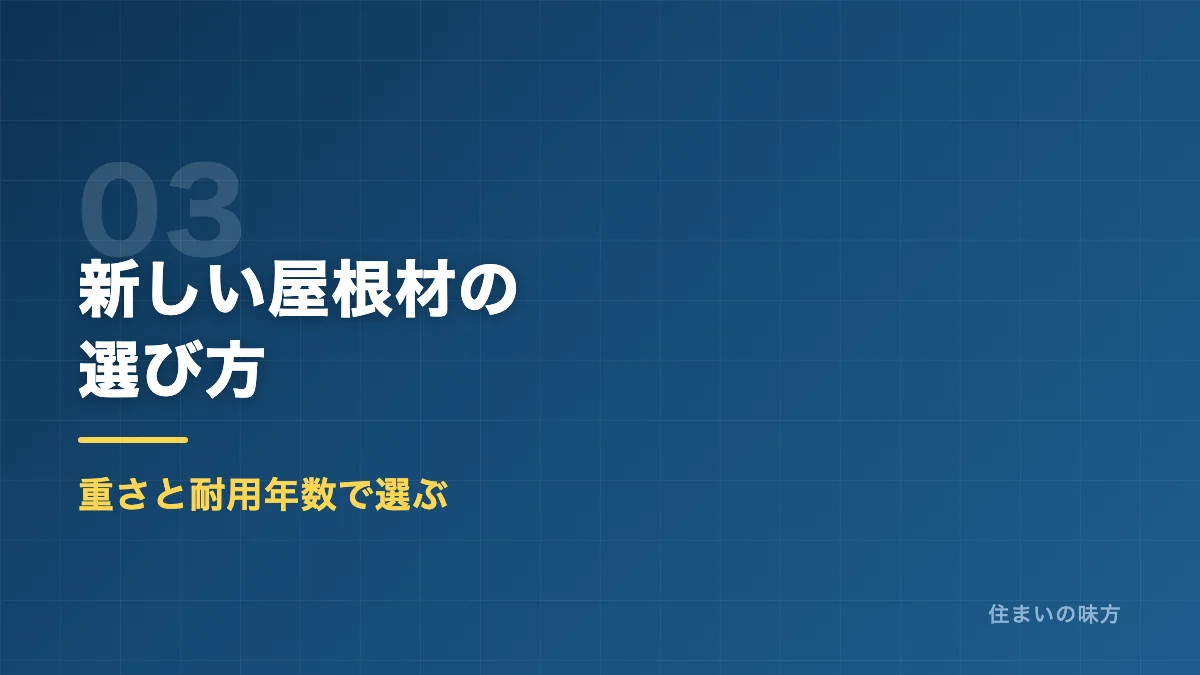 葺き替えで使う新しい屋根材の選び方を解説するセクション見出し画像