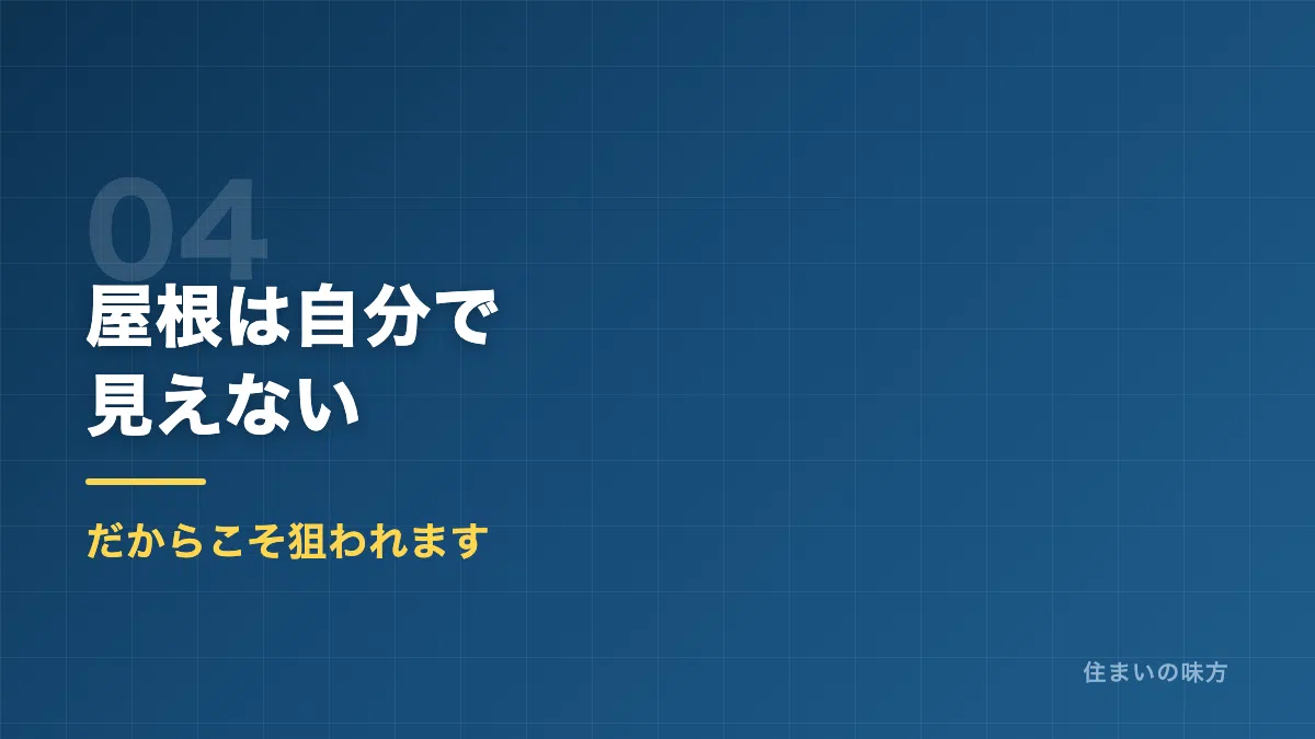 屋根は自分で確認できないという問題を解説するセクション見出し画像